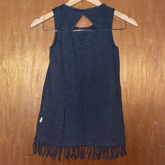 •LUCKY BRAND•LITTLE GIRLS GRAY BOHO TASSEL,FRINGE,KEYHOLE BACK DRESS SIZE 6X EUC - Picture 6 of 8